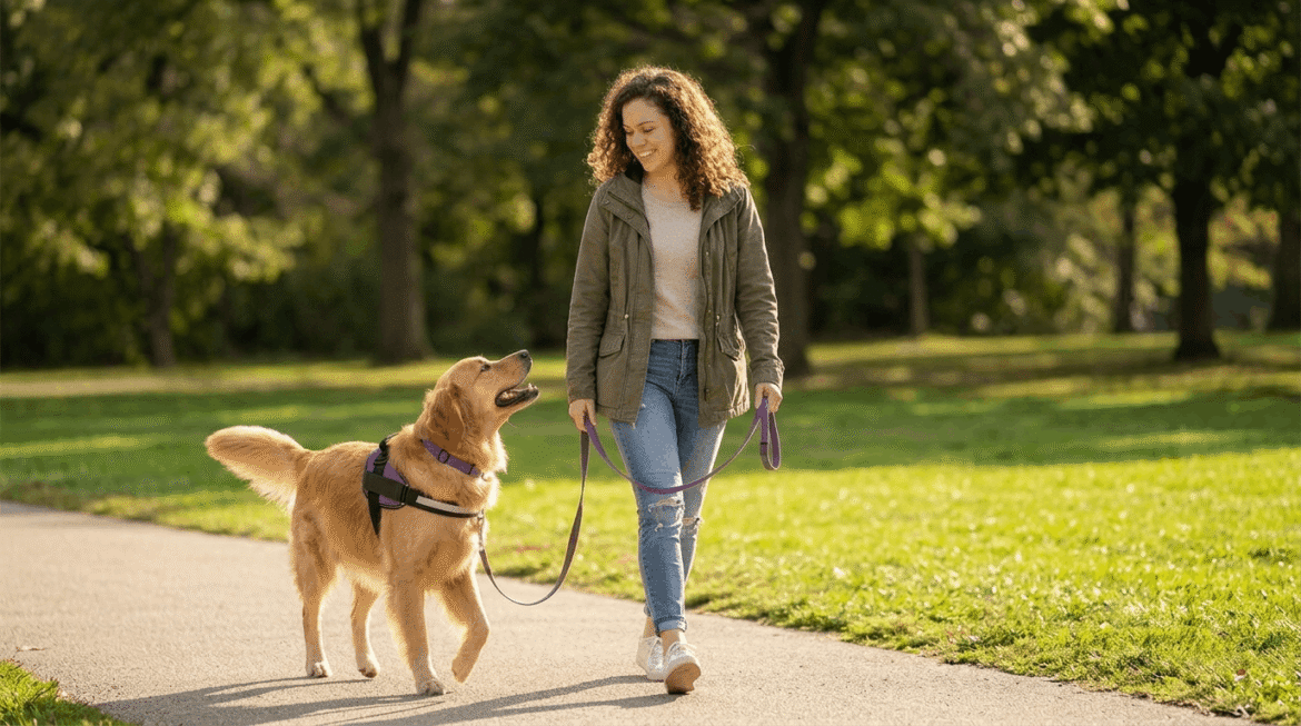 Training techniques to stop dog leash pulling and walking struggles.